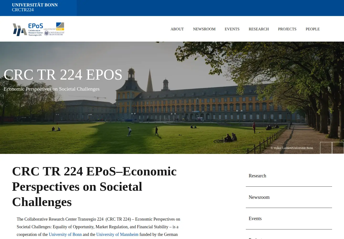 Captured homepage of crctr224.de in the current scan