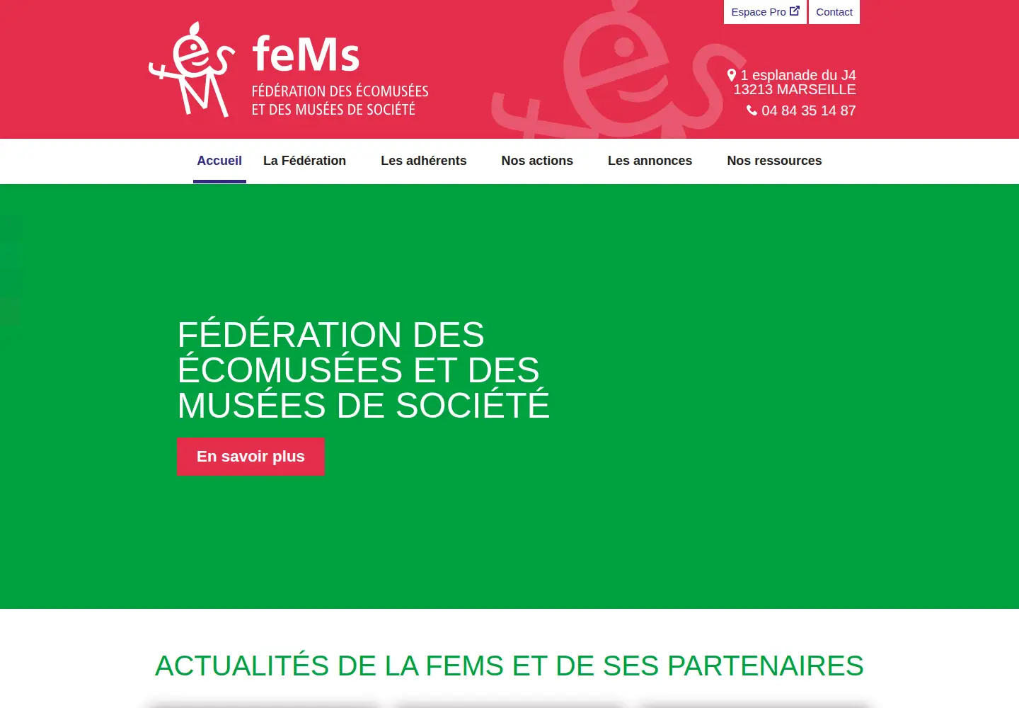 Captured homepage of fems.asso.fr in the current scan