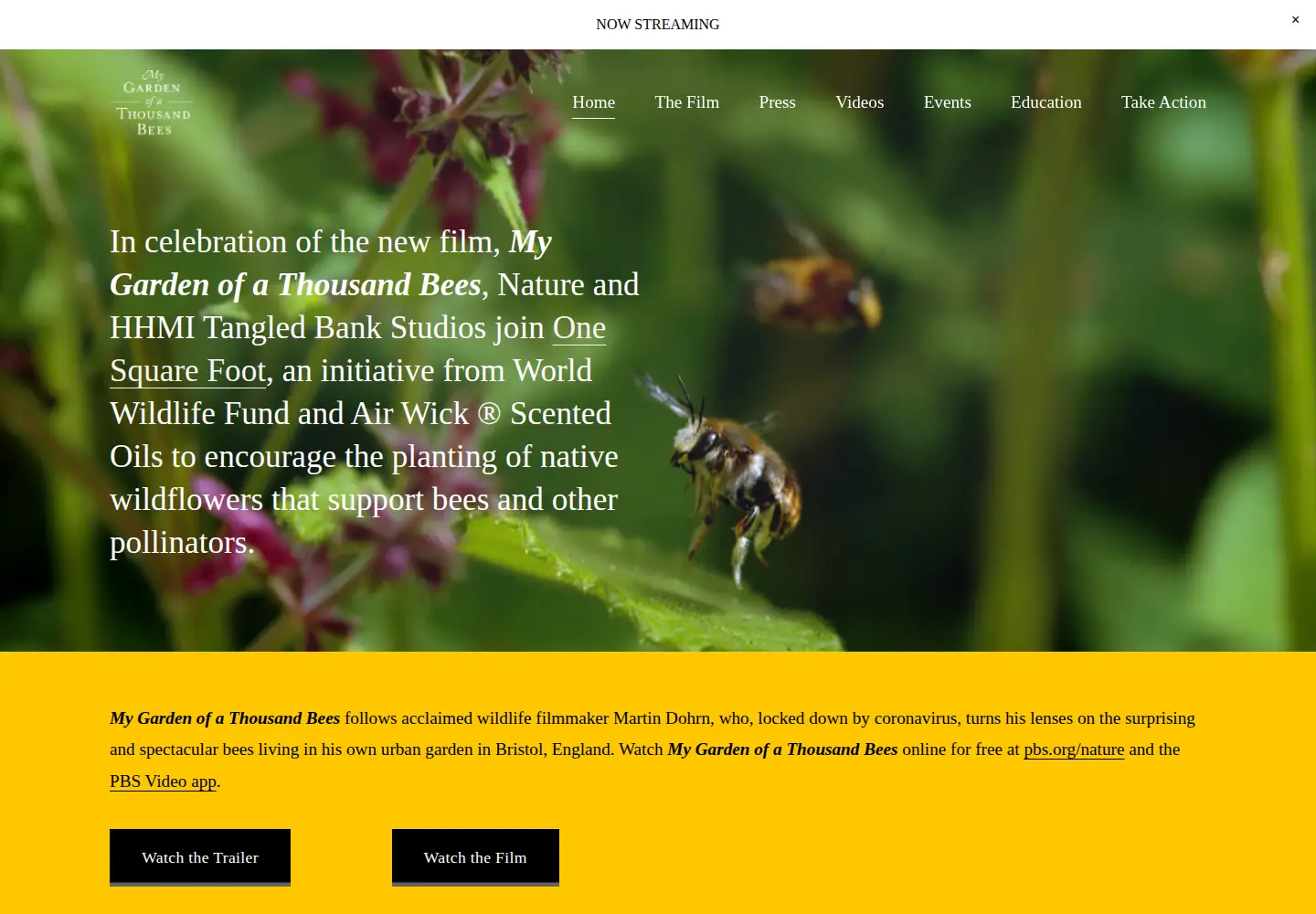 Captured homepage of mygardenofathousandbees.com in the current scan