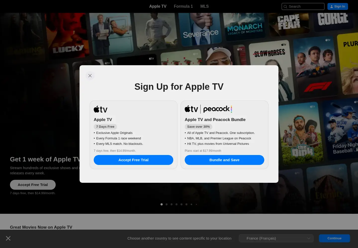 Screenshot of apple.tv