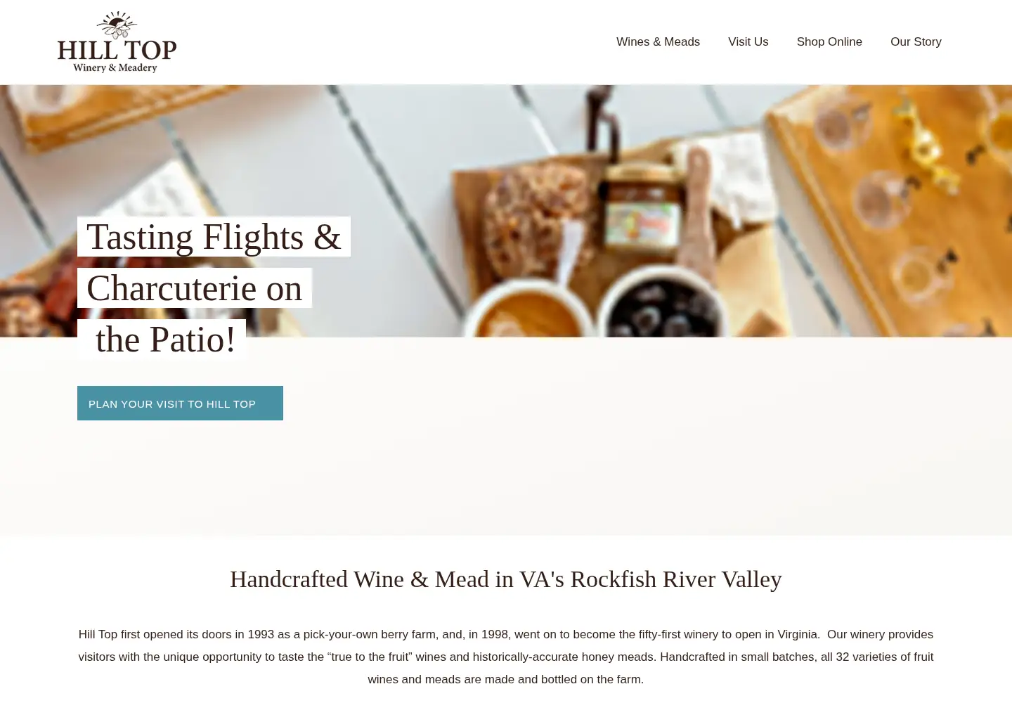 Captured homepage of hilltopberrywine.com in the current scan