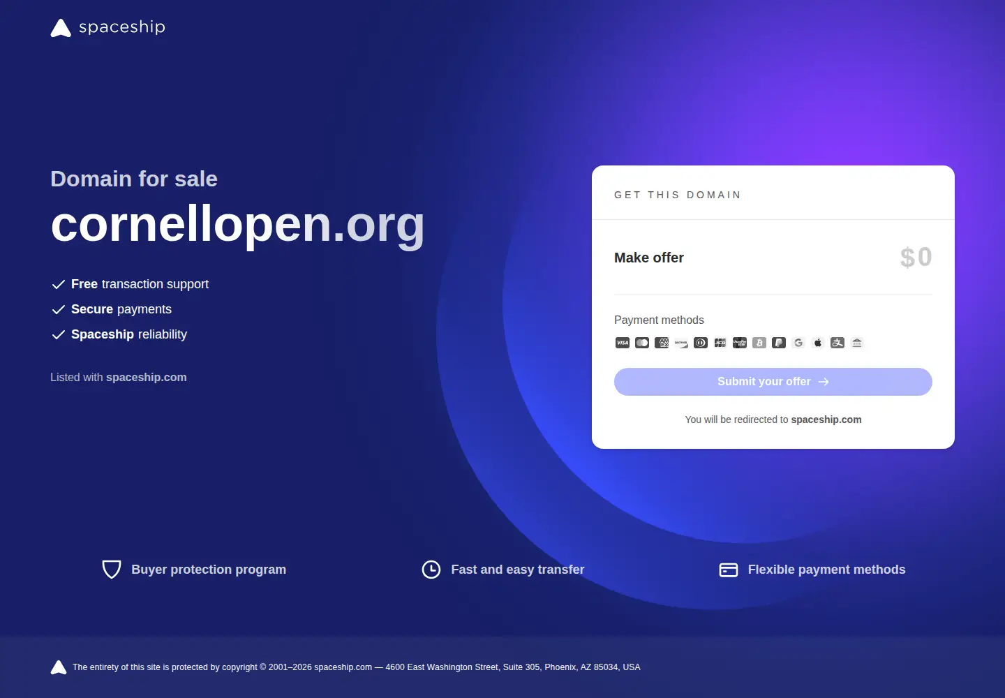 Captured homepage of cornellopen.org in the current scan