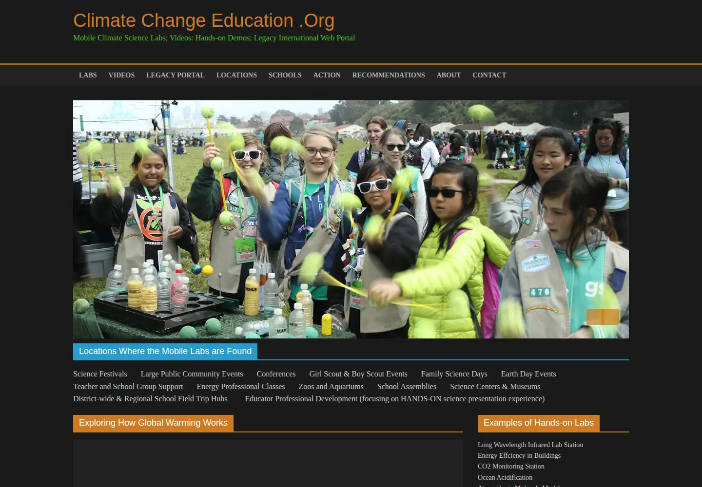 Screenshot of climatechangeeducation.org