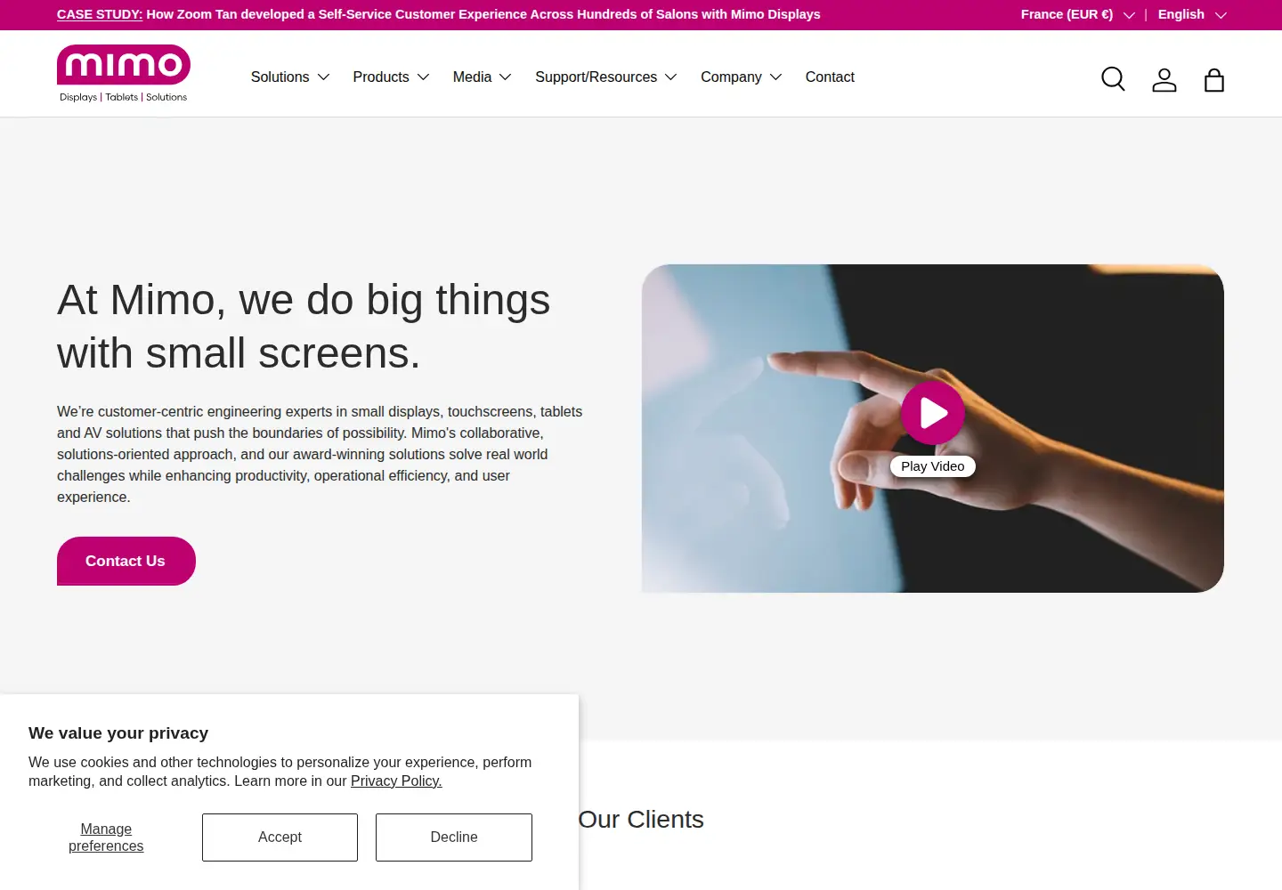 Captured homepage of mimomonitors.com in the current scan