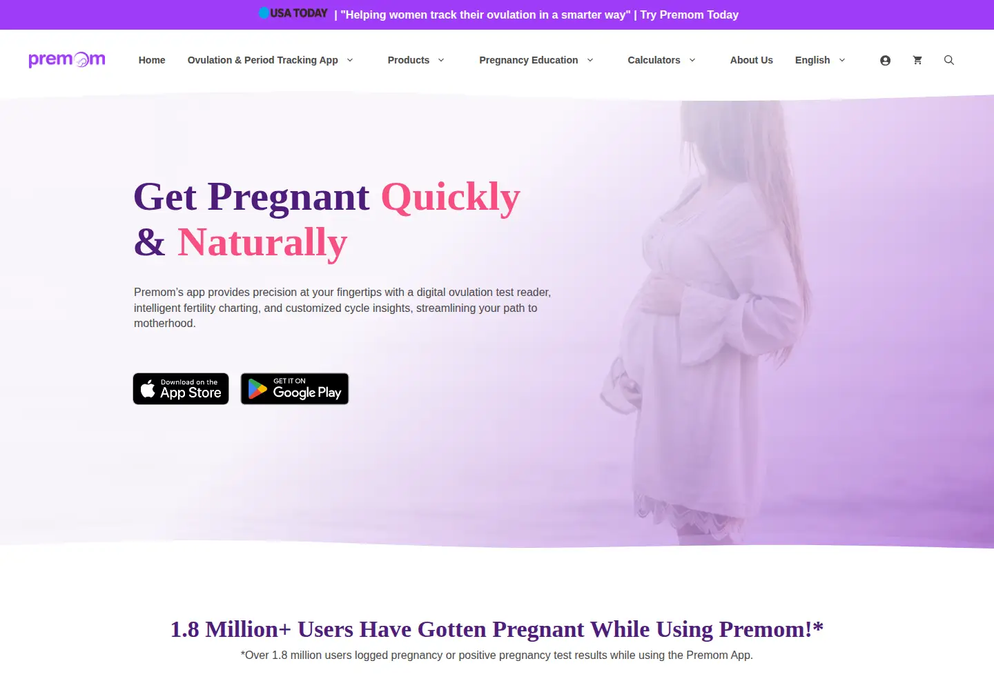 Captured homepage of premom.com in the current scan