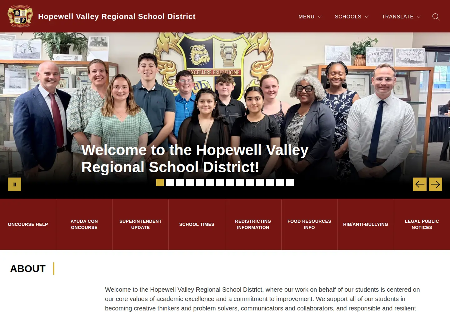 Captured homepage of hvrsd.org in the current scan