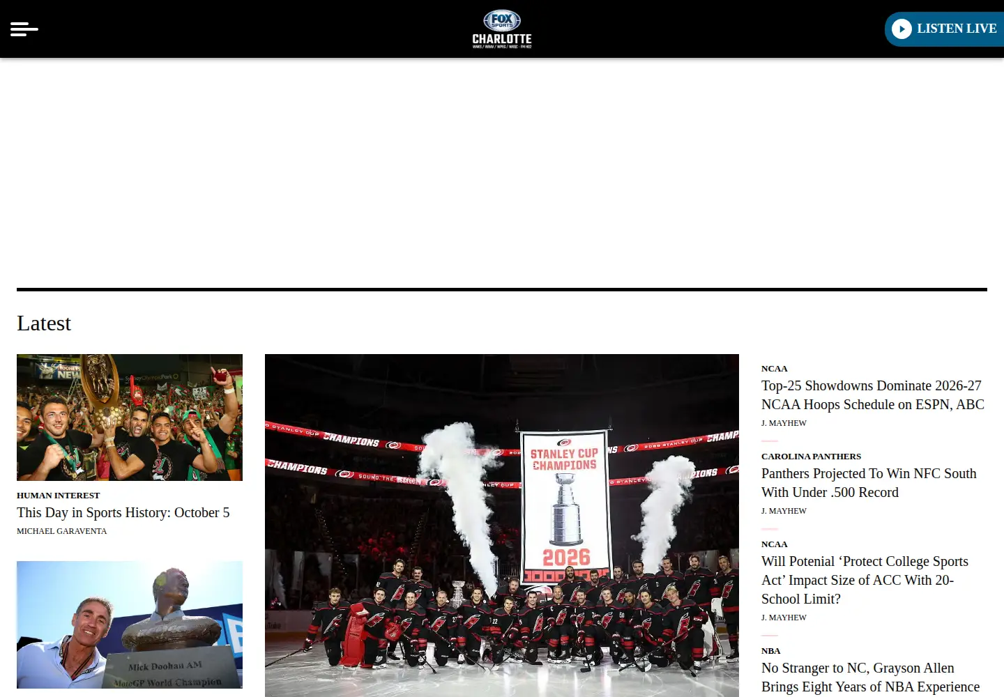 Captured homepage of foxsportsradiocharlotte.com in the current scan