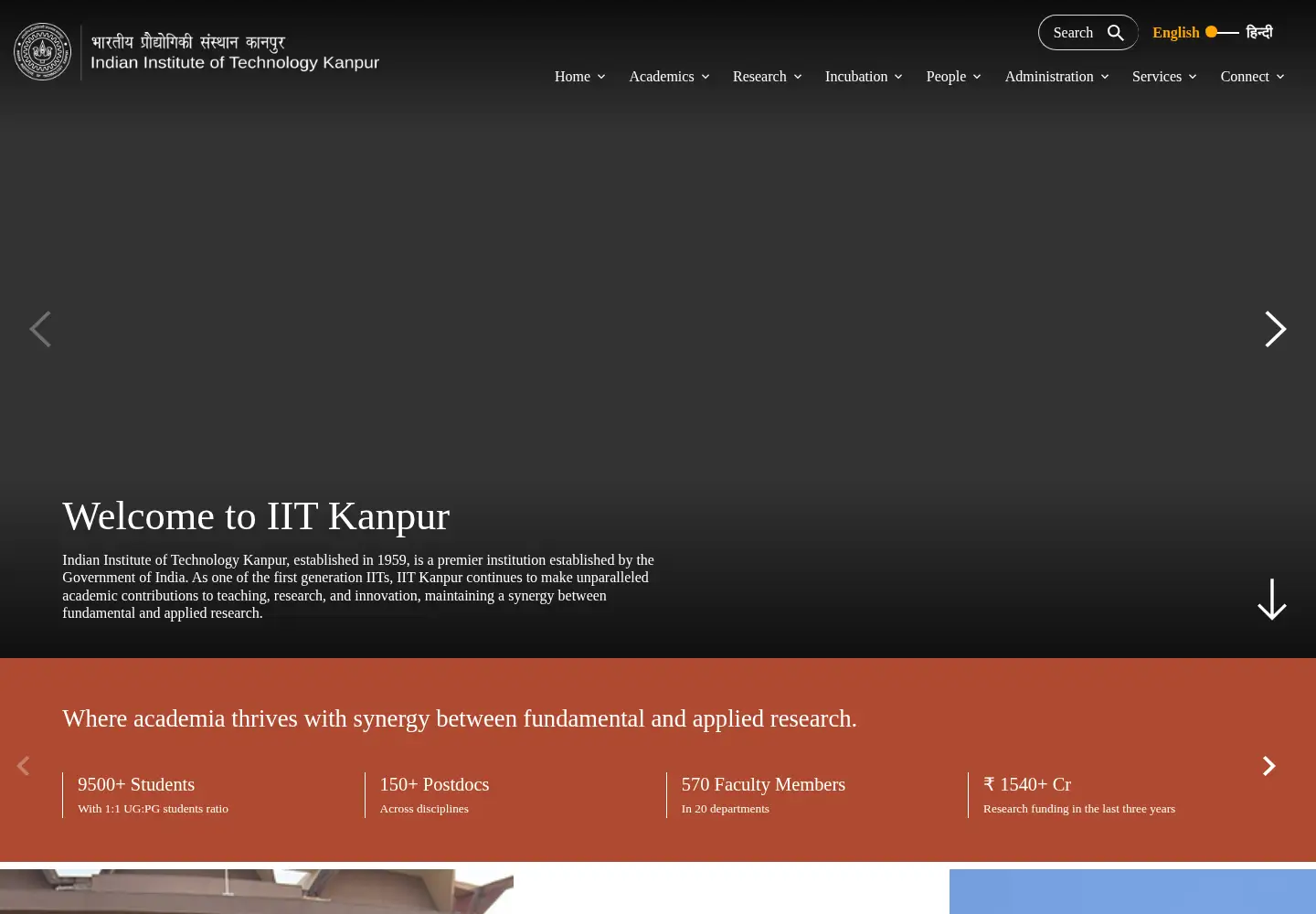 Screenshot of iitk.ac.in