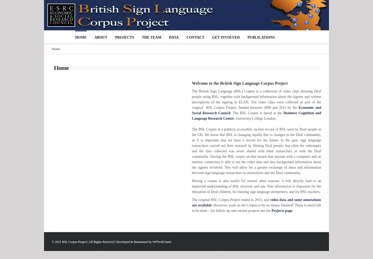Screenshot of bslcorpusproject.org