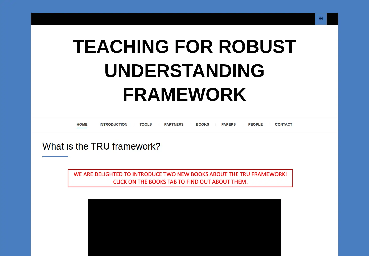 Captured homepage of truframework.org in the current scan
