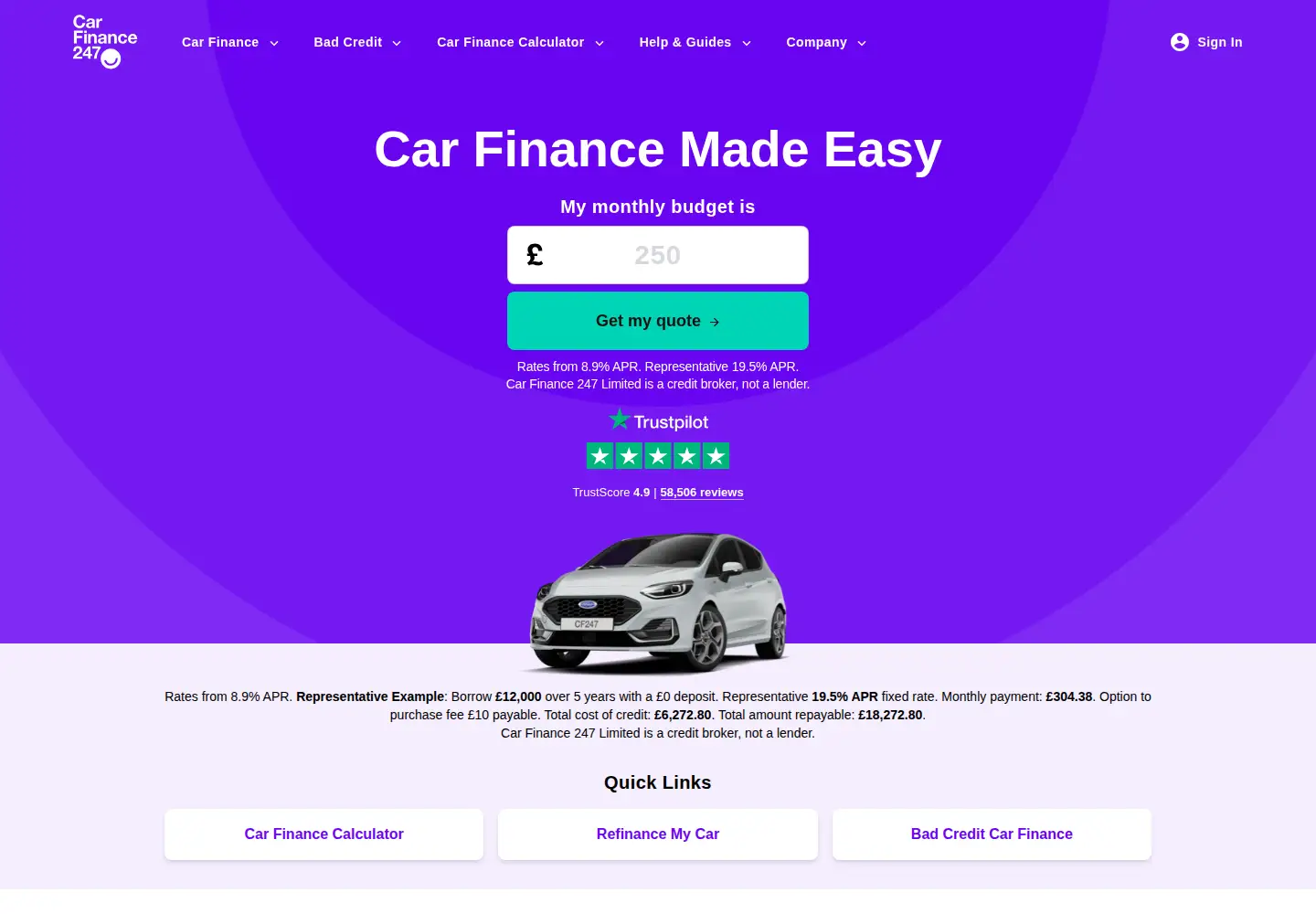 Screenshot of carfinance247.co.uk