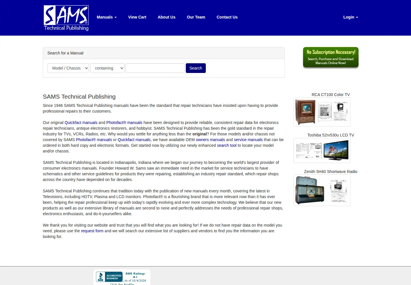 Screenshot of samswebsite.com