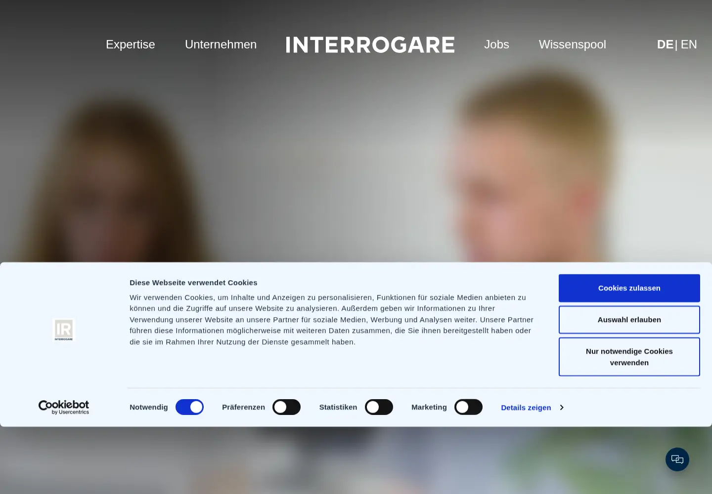 Captured homepage of interrogare.de in the current scan