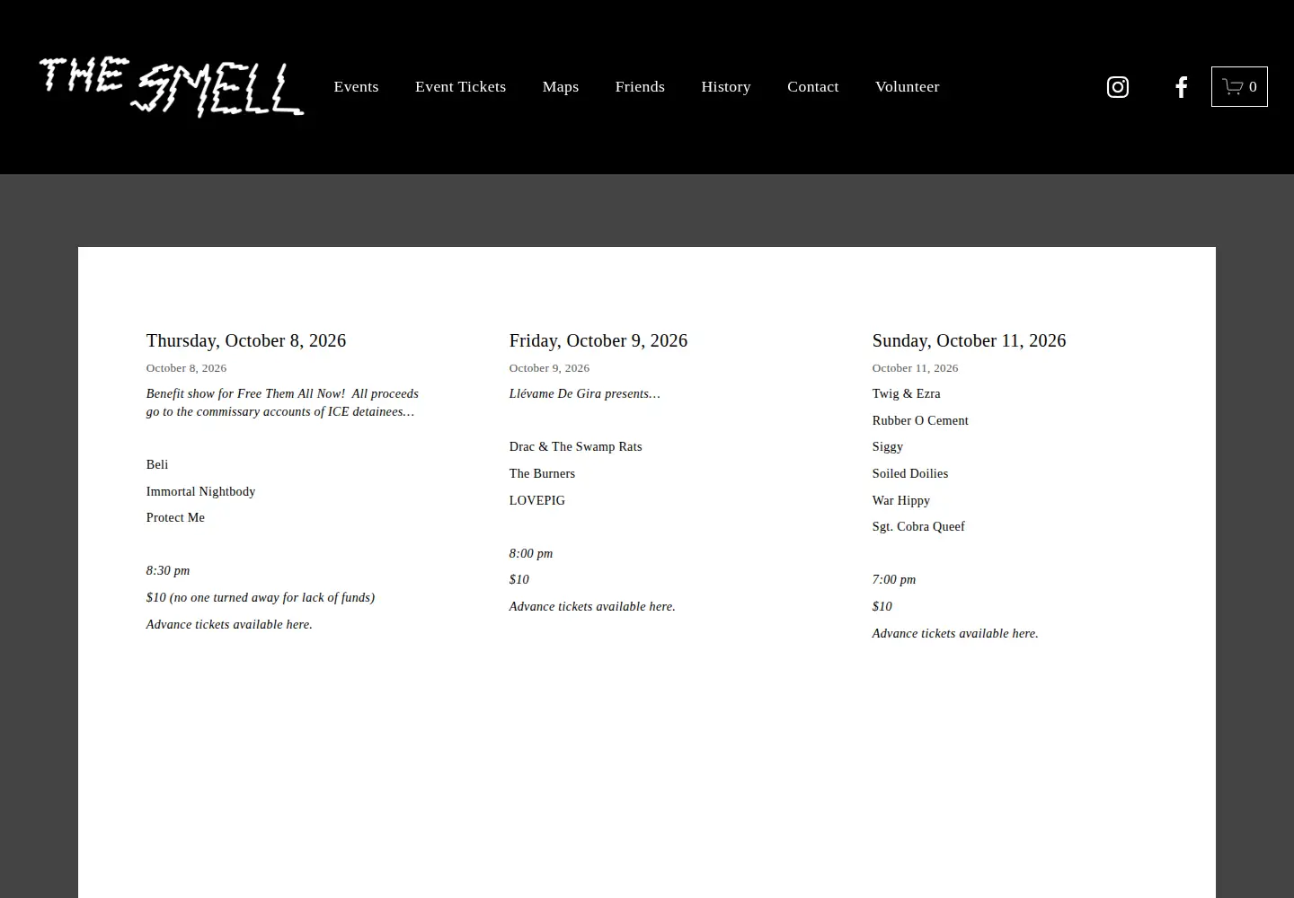 Captured homepage of thesmell.org in the current scan