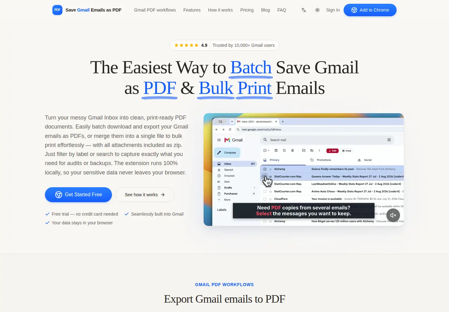 Screenshot of save-email-as-pdf.com