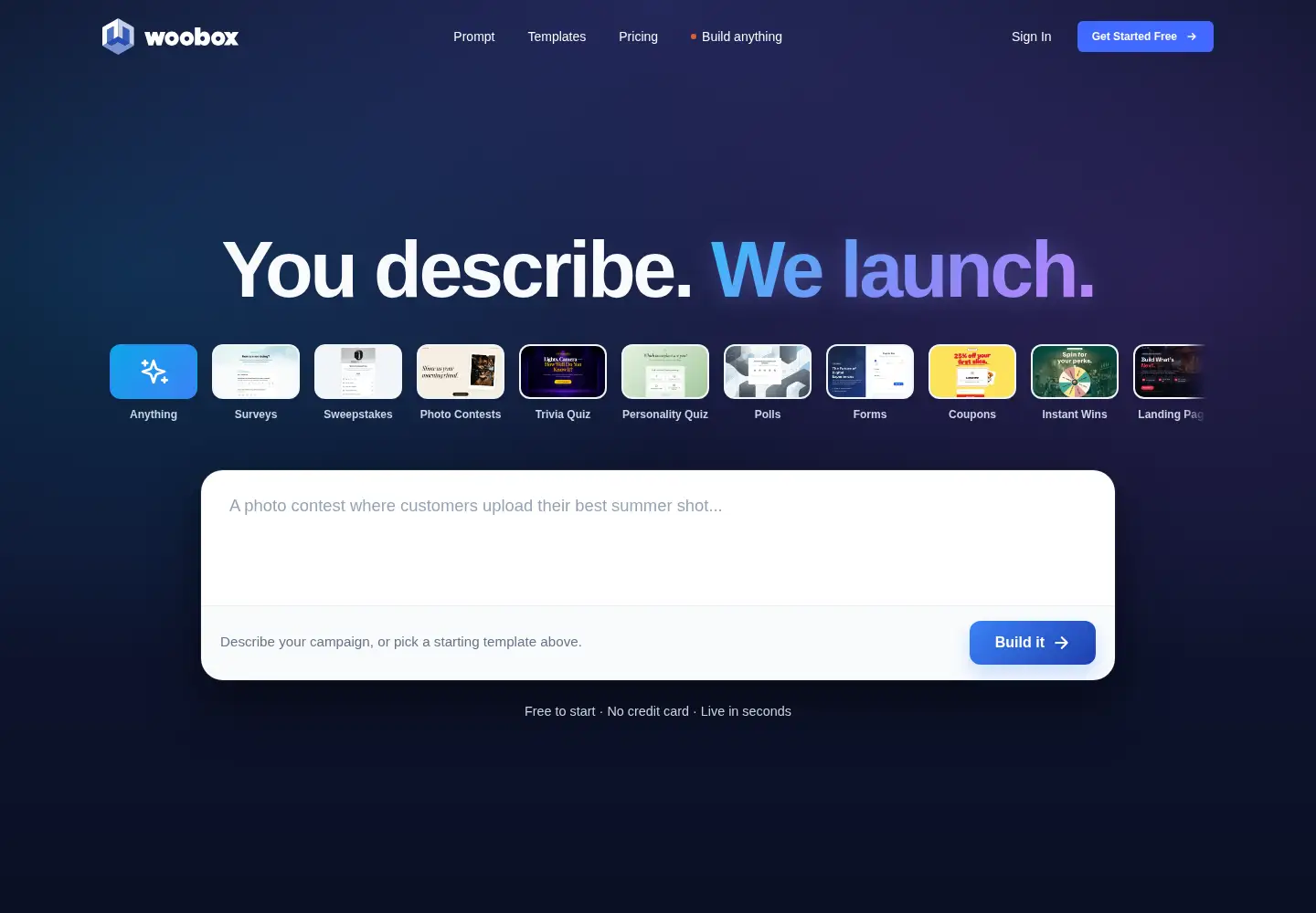 Screenshot of woobox.com