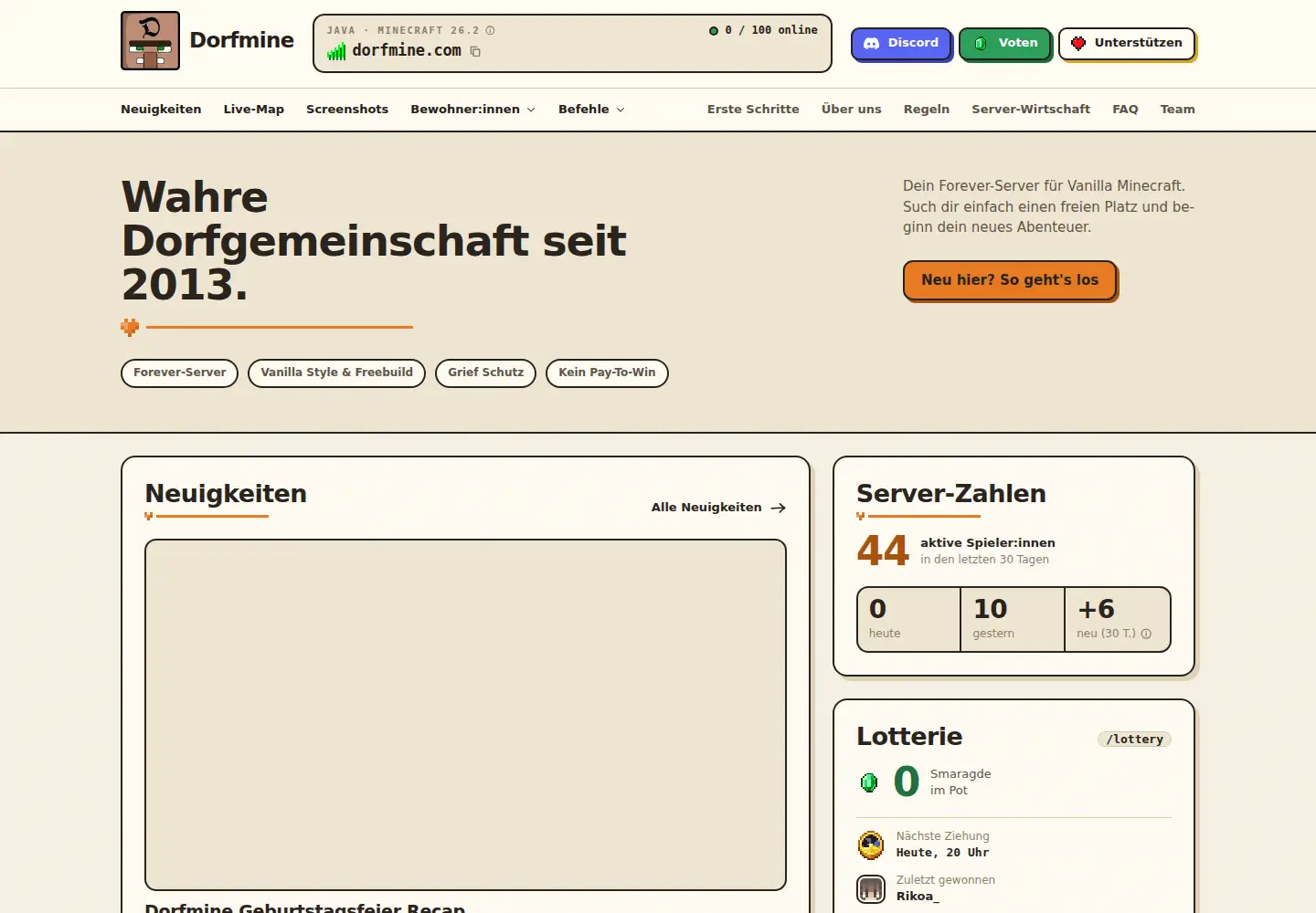 Screenshot of dorfmine.com