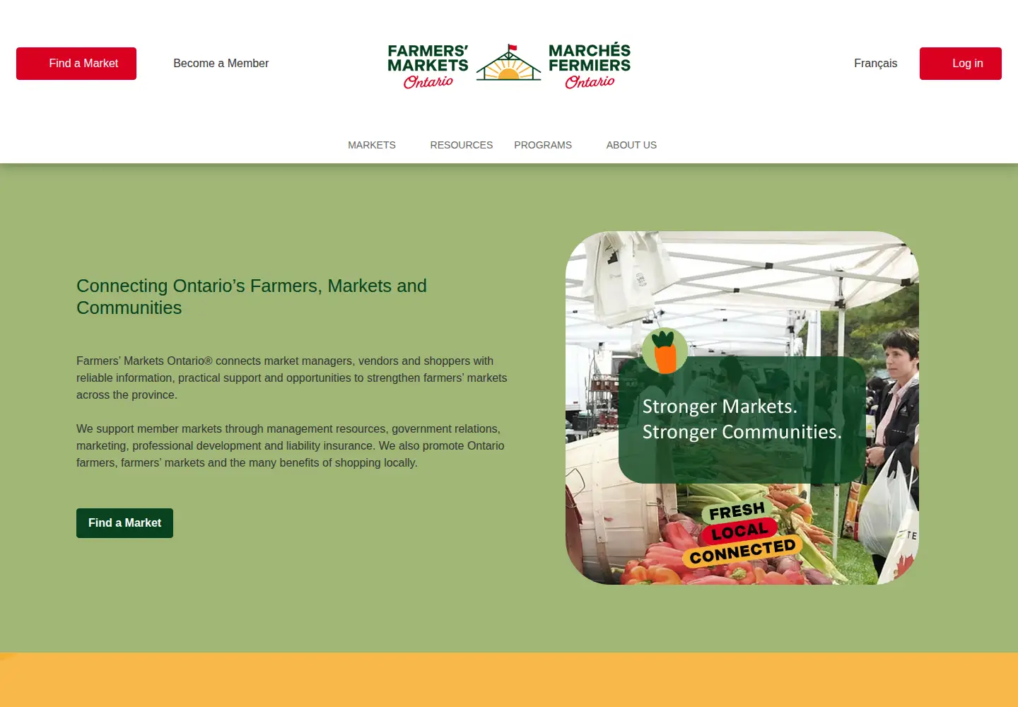 Screenshot of farmersmarketsontario.com