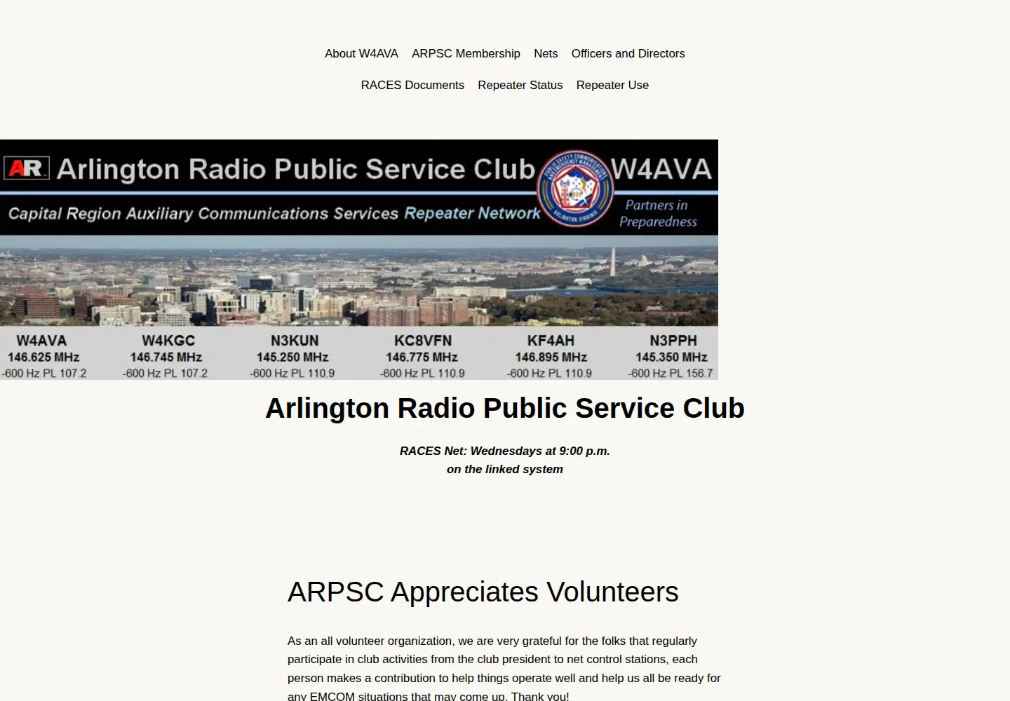 Captured homepage of w4ava.org in the current scan