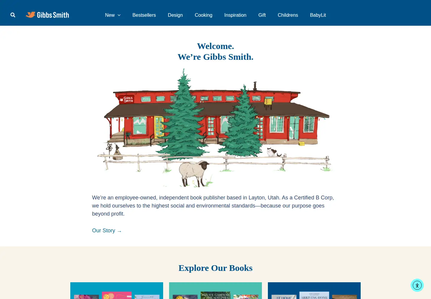 Captured homepage of gibbs-smith.com in the current scan