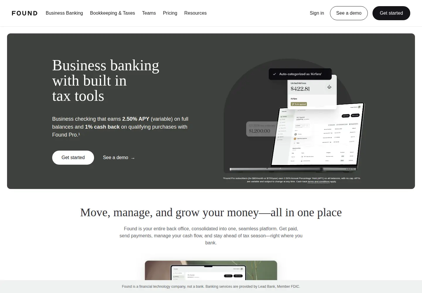 Captured homepage of found.com in the current scan