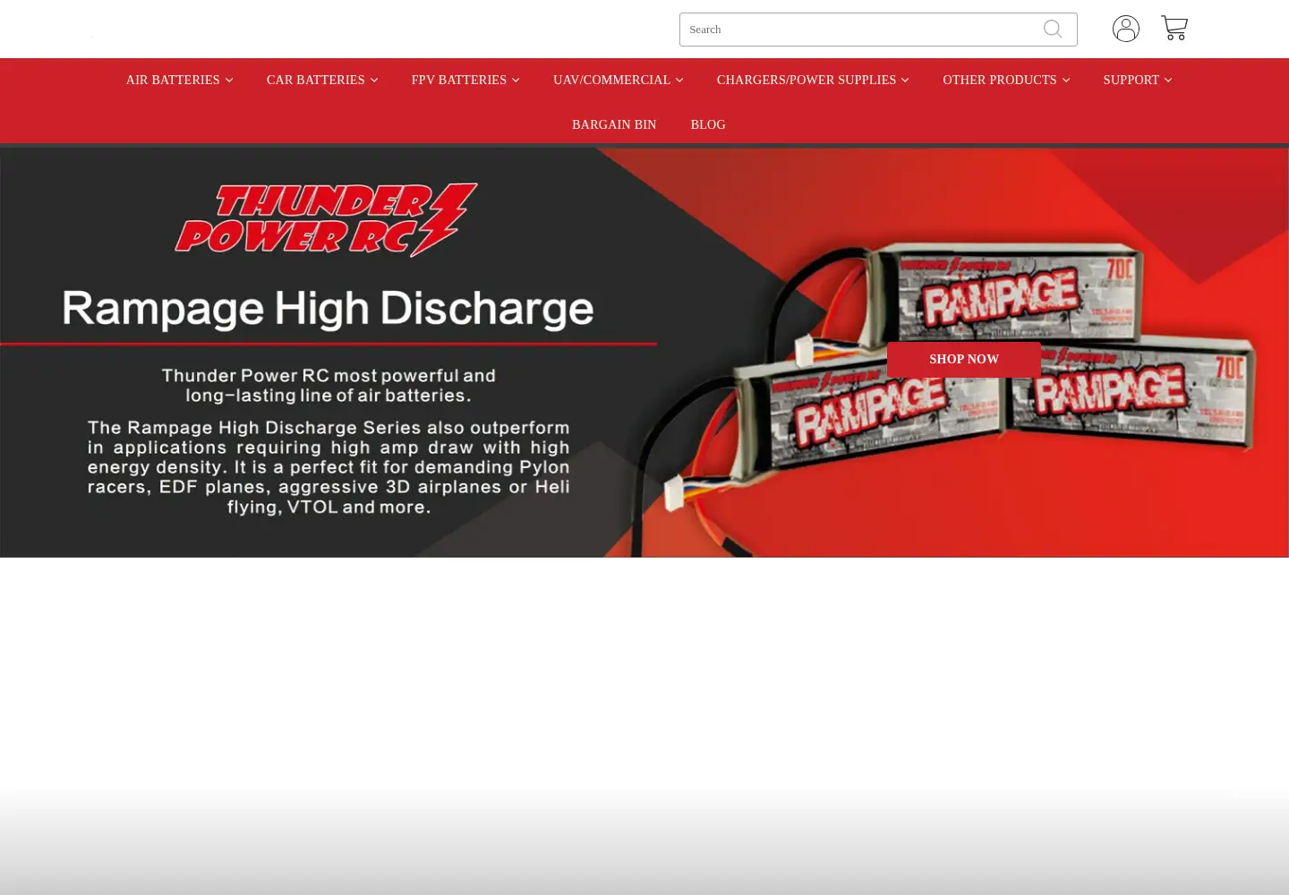 Screenshot of thunderpowerrc.com