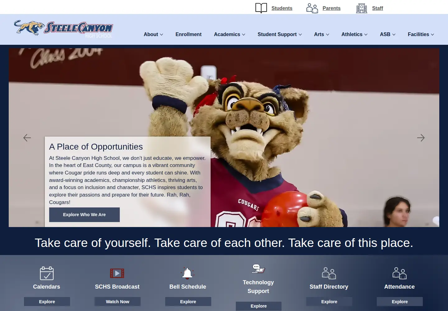 Screenshot of schscougars.org