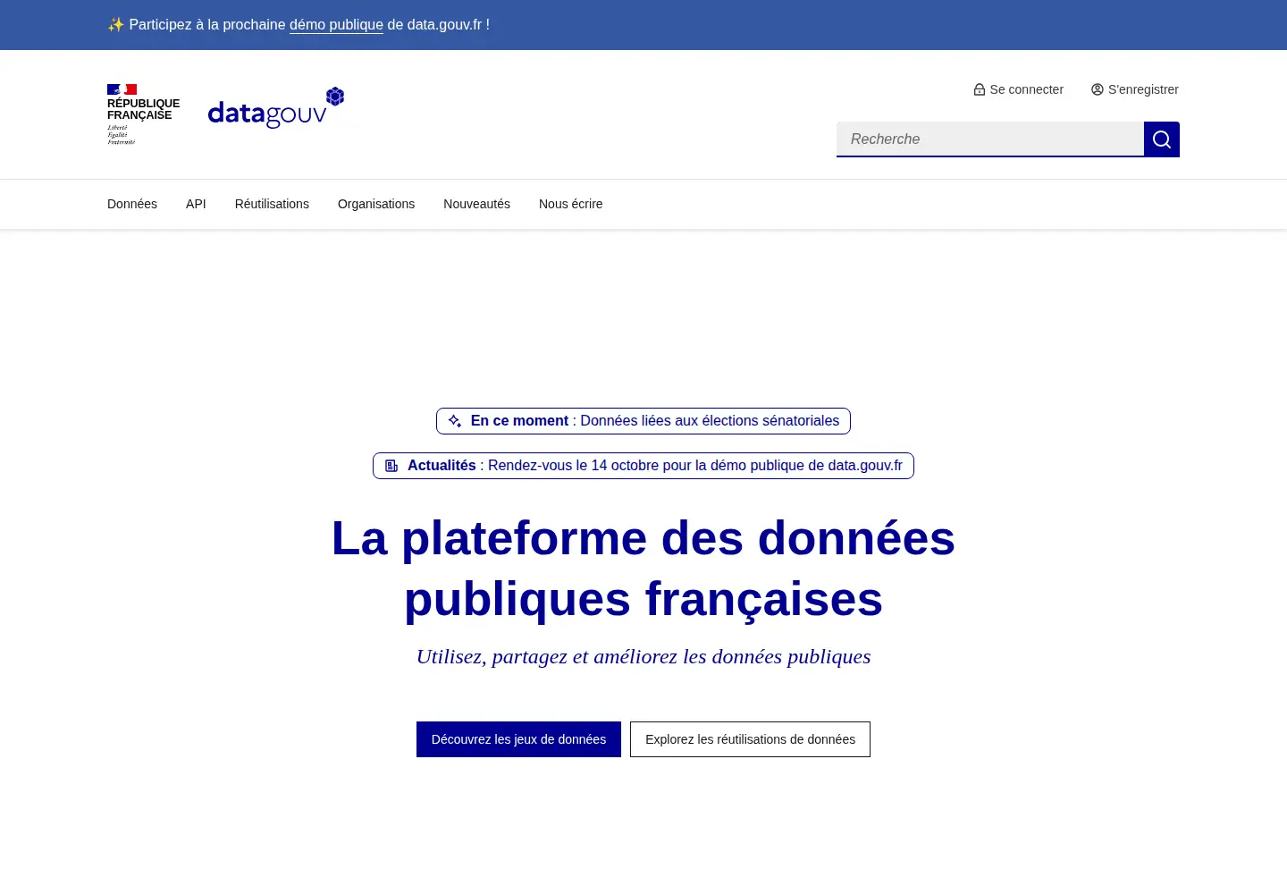 Screenshot of data.gouv.fr