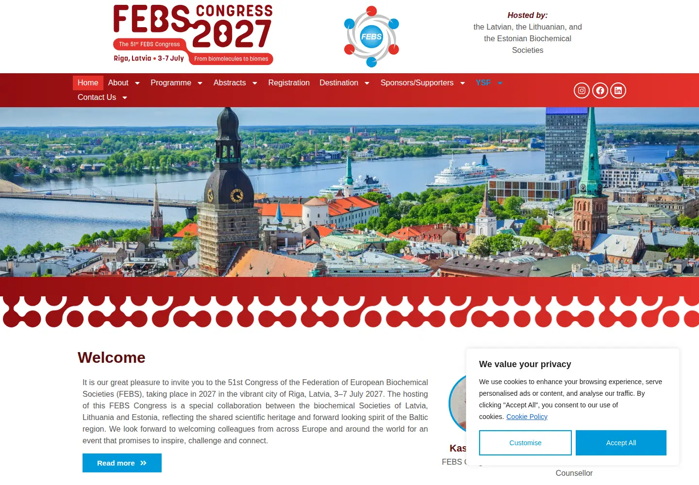 Captured homepage of febscongress.org in the current scan
