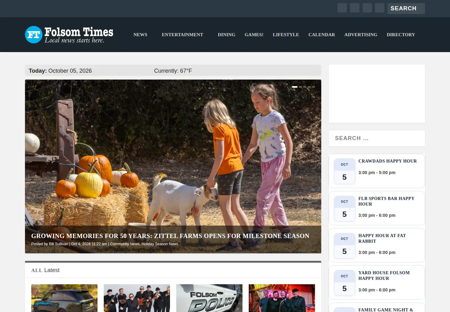 Captured homepage of folsomtimes.com in the current scan