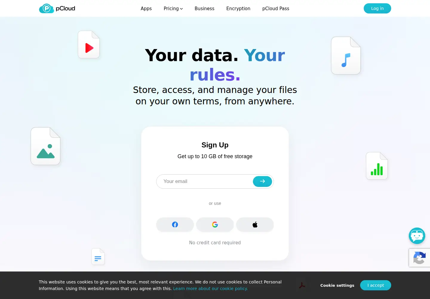 Screenshot of pcloud.com