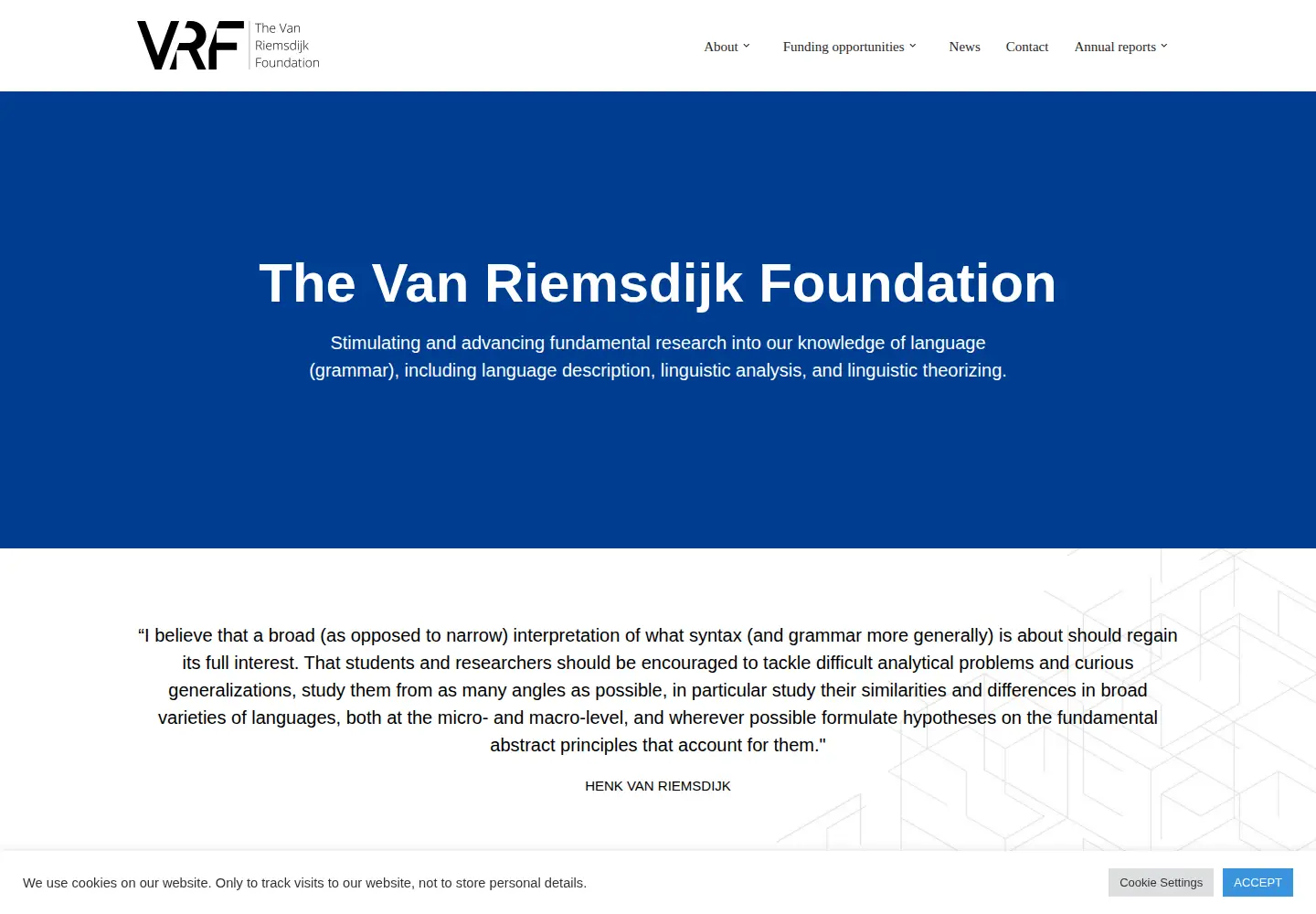 Captured homepage of vanriemsdijkfoundation.org in the current scan