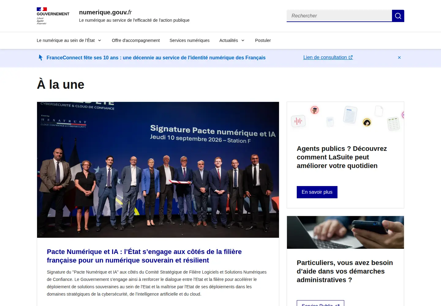 Screenshot of numerique.gouv.fr