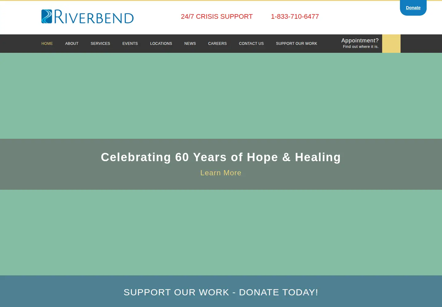 Captured homepage of riverbendcmhc.org in the current scan