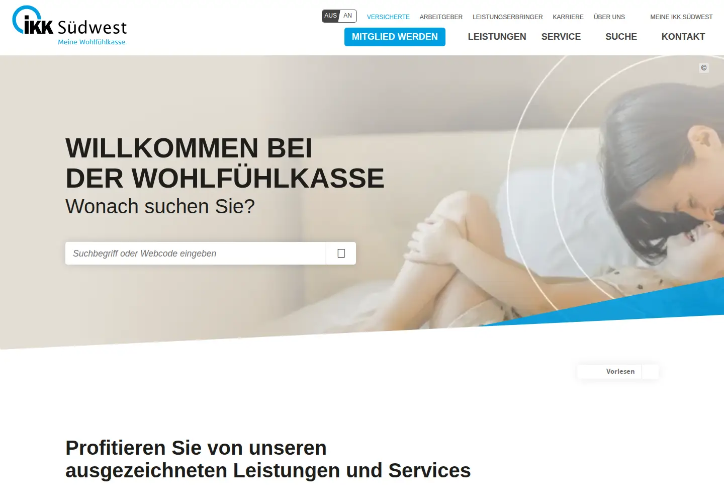 Screenshot of ikk-suedwest.de
