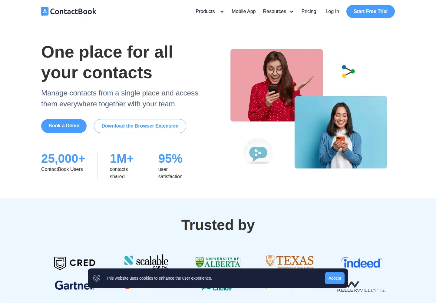 Captured homepage of contactbook.app in the current scan
