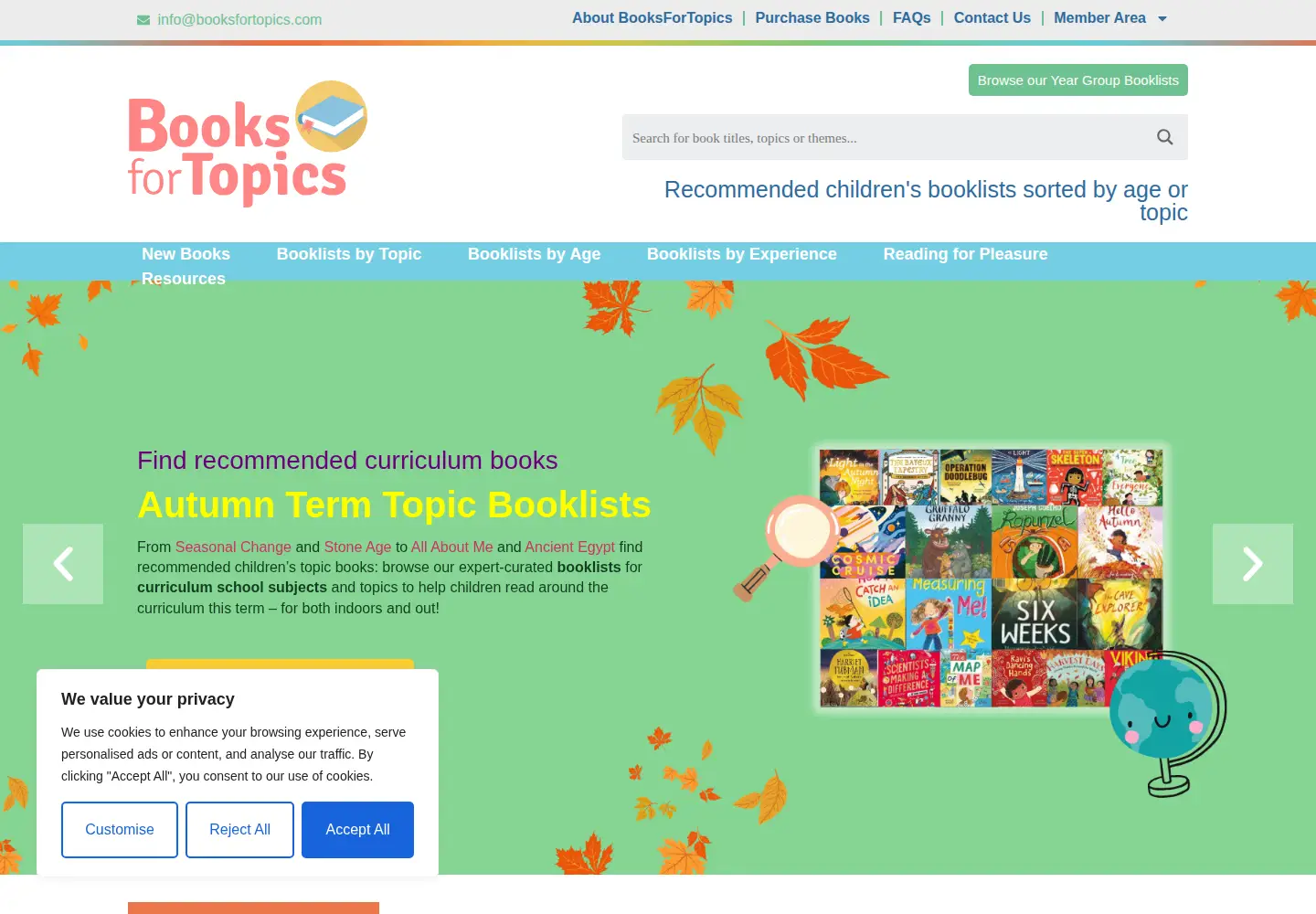 Screenshot of booksfortopics.com