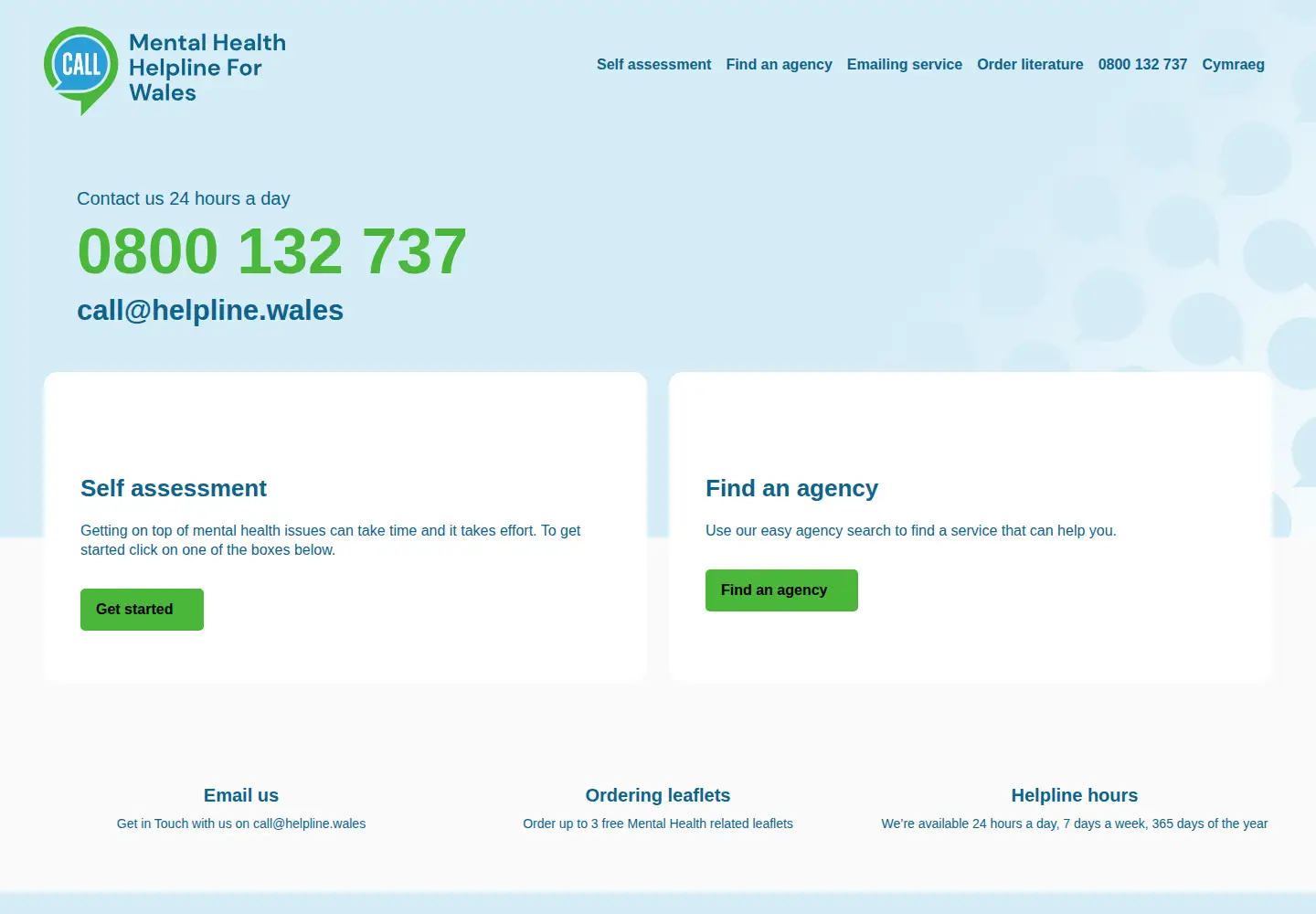 Captured homepage of callhelpline.org.uk in the current scan