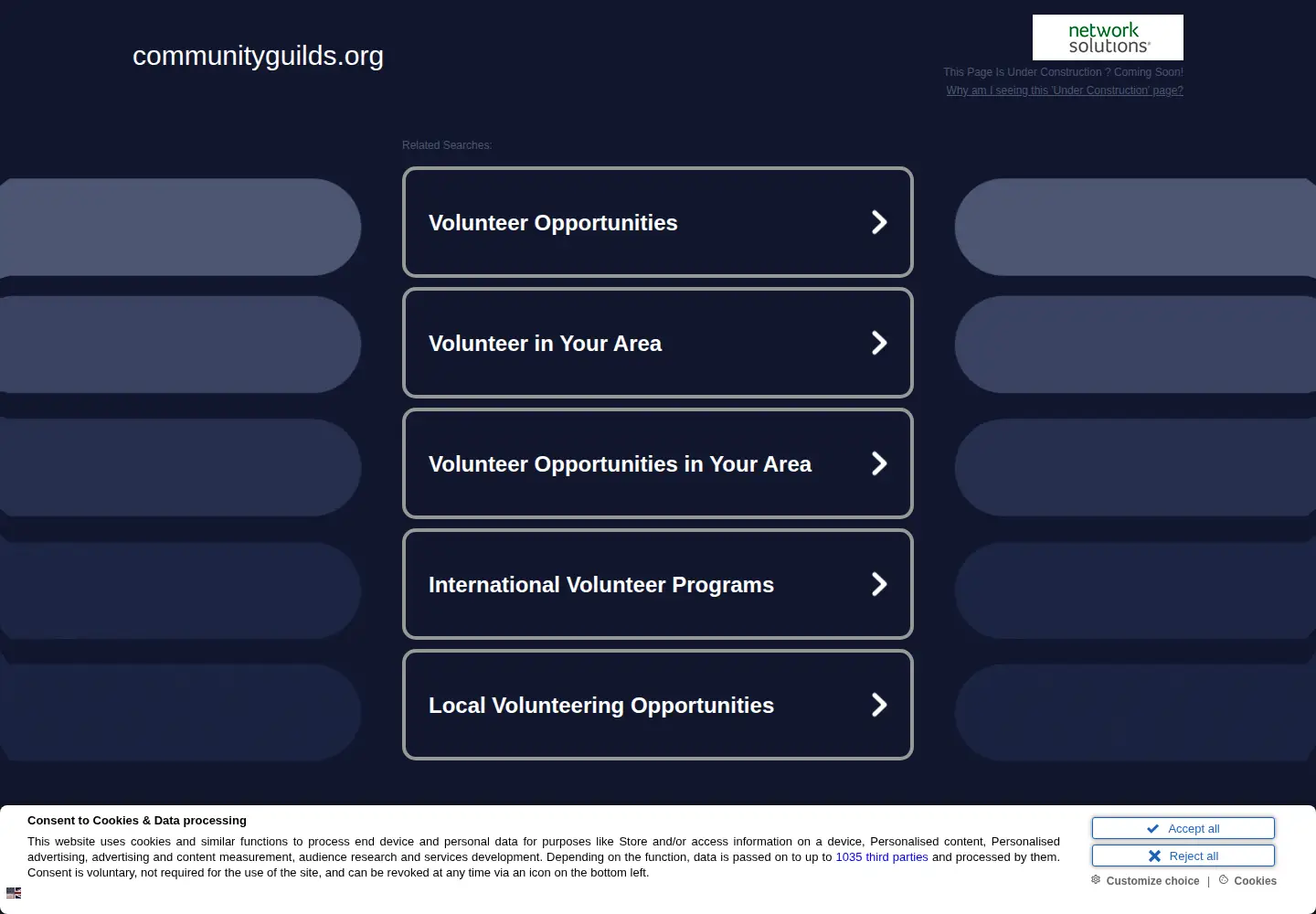 Captured homepage of communityguilds.org in the current scan