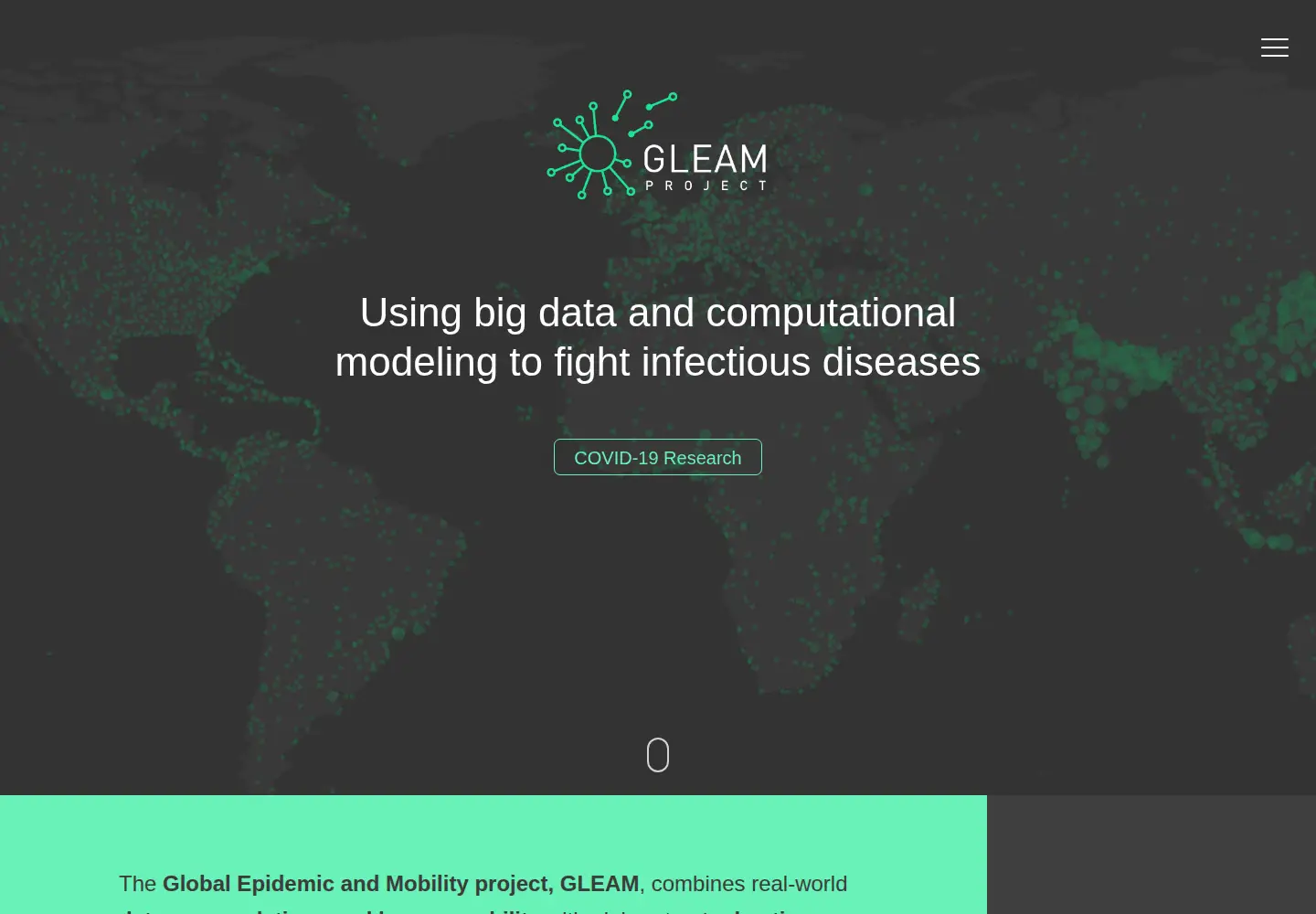 Captured homepage of gleamproject.org in the current scan