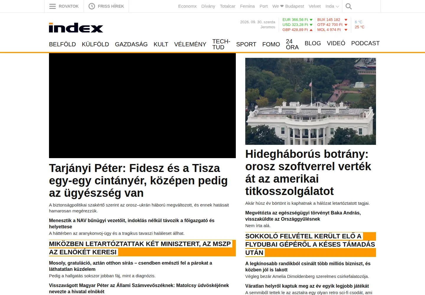 Screenshot of index.hu