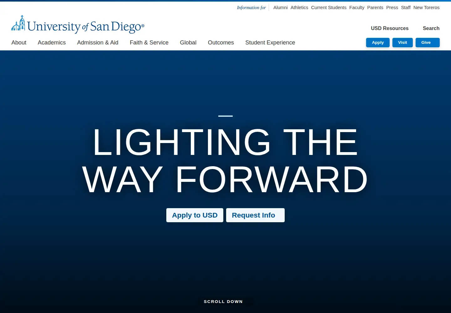 Screenshot of sandiego.edu