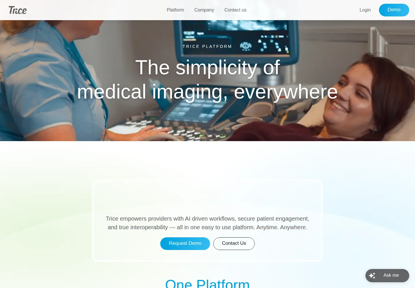 Captured homepage of triceimaging.com in the current scan