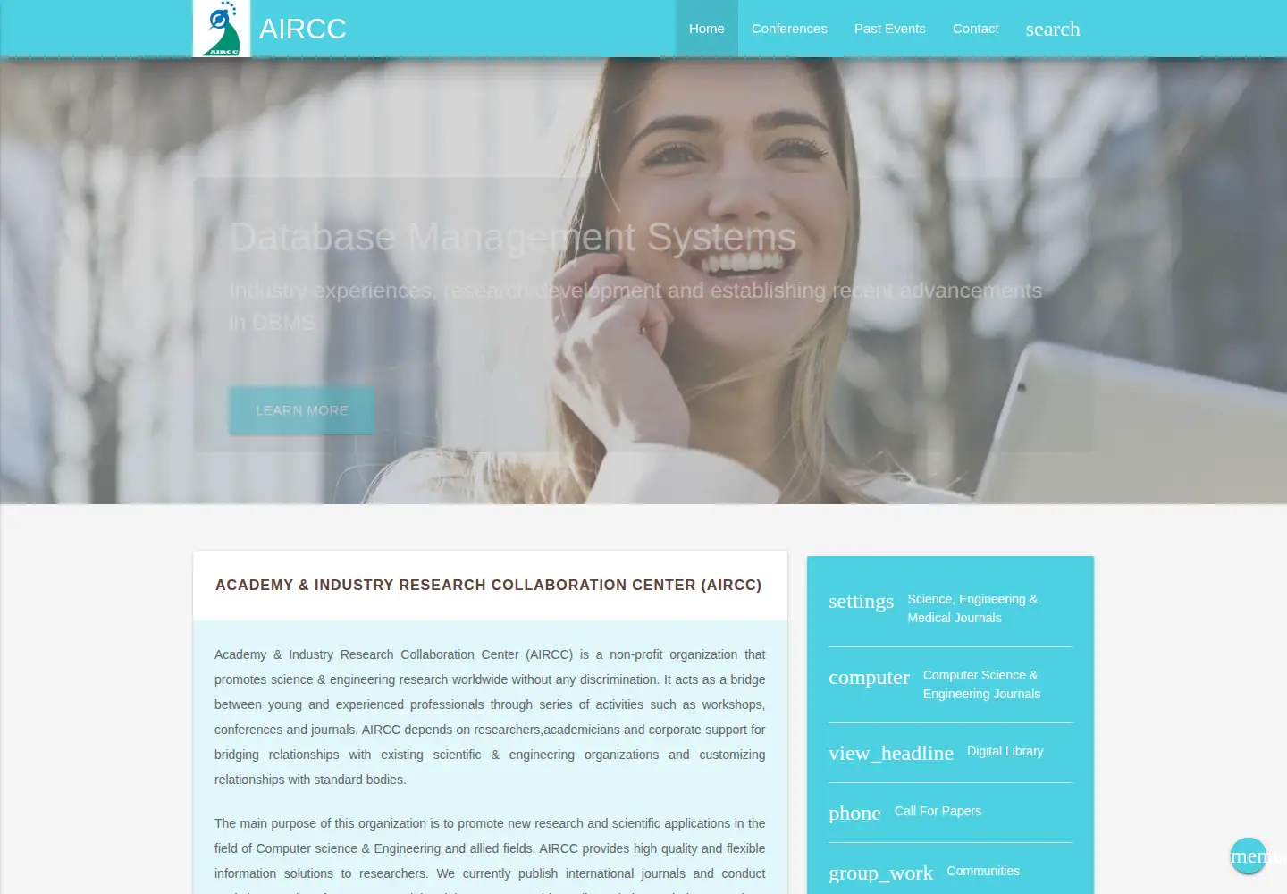 Captured homepage of airccj.org in the current scan