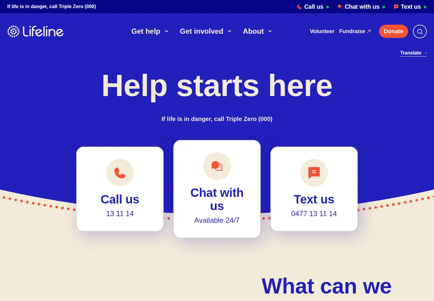 Screenshot of lifeline.org.au