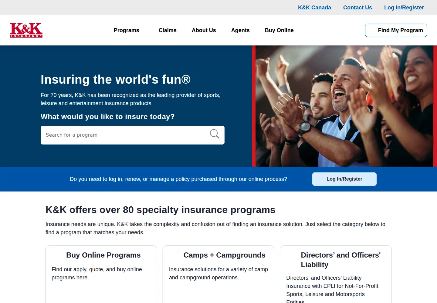 Captured homepage of kandkinsurance.com in the current scan