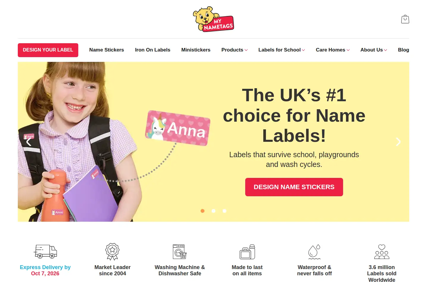 Captured homepage of mynametags.com in the current scan