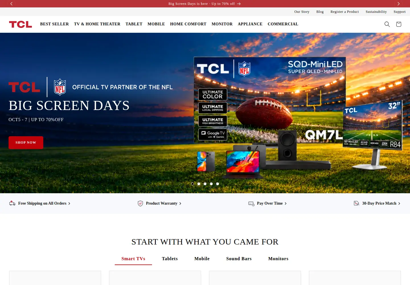 Captured homepage of tclusa.com in the current scan