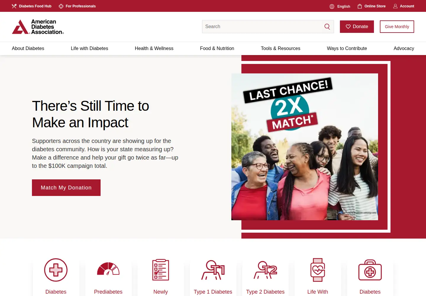 Screenshot of diabetes.org