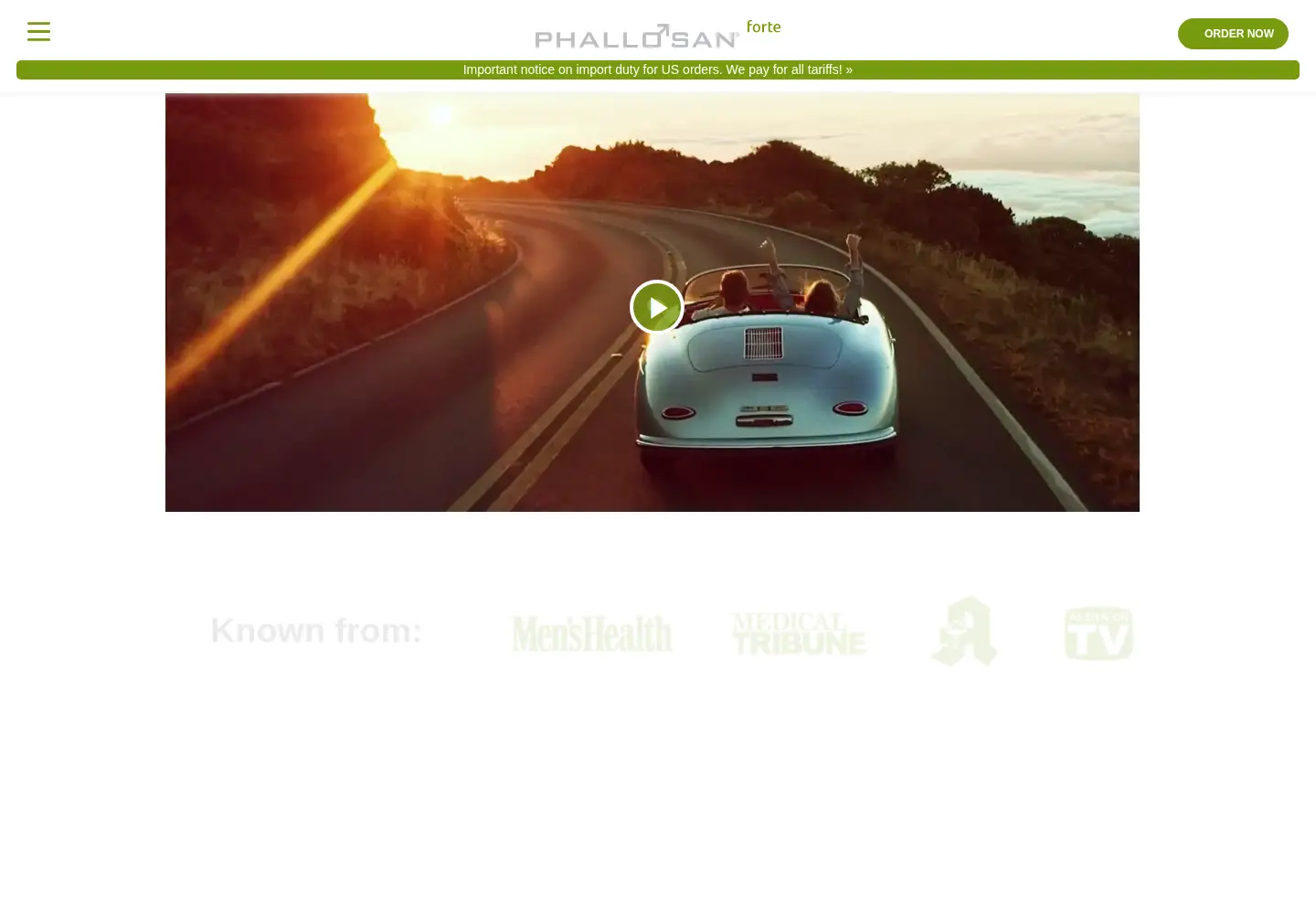 Captured homepage of phallosan.com in the current scan